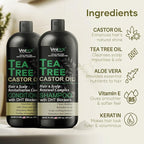 Tea Tree Oil Shampoo and Conditioner Set with Castor Oil, DHT Blockers, Itchy Scalp Relief, Supports Fuller Hair, Cleanses Dandruff & Buildup, For Men & Women, Made in USA, 16 fl oz Each