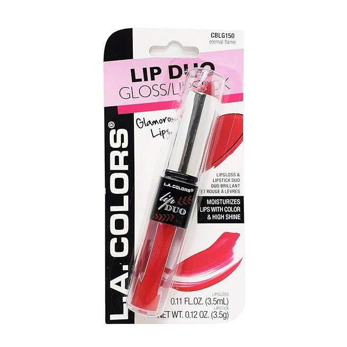 L.A. LA Colors Lip Duo Lipstick Lip Gloss Lipgloss 2 in 1 (ETERNAL FLAME)