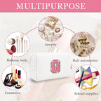 Initial letter patch makeup bag,