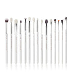 Jessup Small Eye Makeup Brush Set Professional 15pcs White/Silver Premium Natural-synthetic Eye Shadow Blending Concealer Eye & Brow Liner Brushes, T237