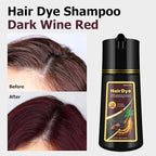 Hair Dye Shampoo, Gray Hair Coverage Dye Shampoo, Hair Color Shampoo for All Hair Types, Champu Para Canas, Suitable for Home and Salon (Dark Wine Red)