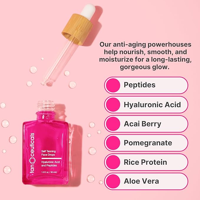 Tanceuticals Self Tanning Drops - Color Correcting Face Tanning Drops for Gradual Glow, Add to Lotion, Moisturizing Bronzing Drops for Fake Tan, Vegan & Cruelty Free Face Tanner