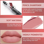 Nude Pink Crayon Matte Lipstick Lip Liner Pencil, Moisture Smooth Lipstick Pencil,With pencil sharpener Sharpenable Lip Pencil, Ultimate Lip Crayon for Women Smudgeproof Waterproof 17#