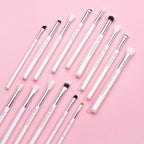 Jessup Small Eye Makeup Brush Set Professional 15pcs White/Silver Premium Natural-synthetic Eye Shadow Blending Concealer Eye & Brow Liner Brushes, T237