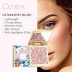 blush for cheek pink coral cheek color makeup powder blusher creamy texture long lasting shimmering glitter highlight 2 in 1 C05 Crystal Frost