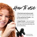 BOLDIFY Four Ended Hairline Powder Brush - Precision Hair Makeup Brush Set with Sponge Tip for Seamless Blending - Ideal as a Hair Concealer/Contour, Root Touch Up