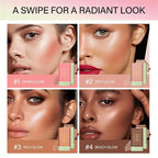 Cream Bronzer Stick,Contour Stick Facial Contouring Stick,Long Lasting Highlighter Waterproof Highlight Makeup,Buildable Shimmer Sparkle Face Bronzer Face Shaping,03 Rich Glow