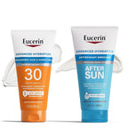 Eucerin Advanced Hydration Skin Care Set, Advanced Hydration Sunscreen Lotion SPF 30, 5 Fl Oz Tube + Advanced Hydration After Sun Lotion, After Sun Care for Dry, Sun-Stressed Skin, 6.8 Fl Oz Tube
