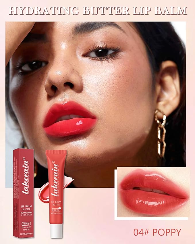 Lip Butter Balm Poppy, Hydrating Tinted Butter Lip
