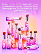 SHEGLAM Mirror Kiss High-Shine Lipstick Silky Jelly Texture Hydrated&Smooth Lip Gloss-It Takes Guts
