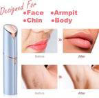 Facial Hair Removal for Women, Mini Hair Remover, Electric Razor Shaver Portable Bikini Epilator for Lips, Chin, Armpit, Peach Fuzz, Fingers, Neck, Cheek and USB Rechargeable (Blue)