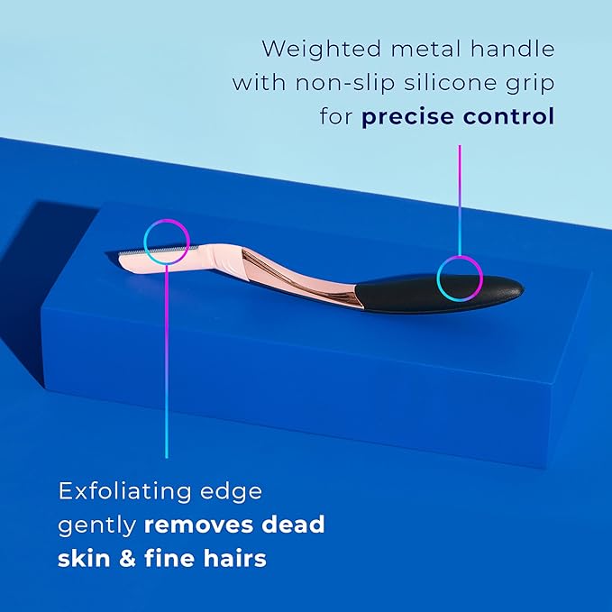 Schick Hydro Silk Dermaplaning Wand, Dermaplaning Tool for Face | Dermaplane Razor for Women Face, Eyebrow Razor, Peach Fuzz Remover, Includes 1 Weighted Metal Handle with 3 Refill Blades