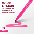 COVERGIRL Outlast, 15 Epic, Lipstain, Smooth Application, Precise Pen-Like Tip, Transfer-Proof, Satin Stained Finish, Vegan Formula, 0.06oz