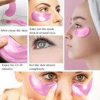 30 Pairs 24K Pink Under Eye Patches,Crystal Collagen Under Eye Mask,Puffy Eyes and Dark Circles Treatments,Moisturising&Hydrating Under Eye Patch Pads for Reducing Fine Lines Eye Bags(Pink)