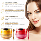 4 PCS Bee Honey Lip Balm Honey Pot, Strawberry & Bee Honey Lip Mask, Reduces Lip Lines, Hydrate & Moisturizing Lip Skin Care, Prevention Dry Cracked Lips, Bee Honey Lip Balm for Lip Repair Treatment