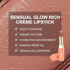 Oulac Color Rich Satin Matte Lipstick – Nude Peach Lipsticks for Women, Long Lasting, Hydrating Lip Color, Non-Drying Velvet Finish, Creamy Texture, Full Coverage, Vegan, SG04