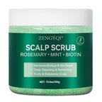 Scalp Scrub, Rosemary & Mint Oil & Biotin Scalp Exfoliator Scrub Shampoo with Silicone Cleansing Massager, Hair Treatment for Itchy Scalp, Dandruff & Buildup Removal & Thick and Strong Hair Growth