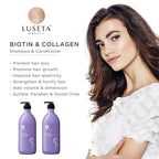 L LUSETA Biotin & Collagen Shampoo & Conditioner Set (2 x 33.8oz) - Thickening for Hair Growth, Infused with Argan Oil to Repair Dry, Damaged Hair