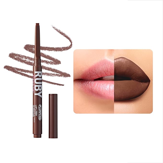 Ruby Kisses Plumping Effect Lip Liner, Semi Matte, Smudge Proof, High Pigment, Medium to Full Coverage Makeup, Precise Tip, Bold Color Lip Plumper