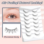 Manga Lashes Natural False Eyelashes 10MM Short Anime Lashes Thin Band Korean Lashes 3D Volume Strip Lashes Wispy Manhua Eyelashes 7 Pair Asian Lashes Siligli