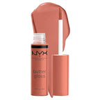 NYX PROFESSIONAL MAKEUP Butter Gloss Brown Sugar, Non-Sticky Lip Gloss - Sugar High (Peachy Light Nude)