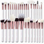 Pro makeup Artist Brushes Set 32Pcs Luxury Goat Hair Horse hair Makeup Brush Set eye and face brushes for every possibility By Bueart Design (Pearl White)