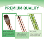 Acrylic Nail Brush Size #10, KEMEISI 100% Pure Kolinsky Nail Art Brushes Sturdy Handle Oval Shaped Acrylic Powder Nail Design Tools for Professional Manicure DIY Home Salon (Green)