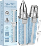 Facial Hair Remover for Face Lip, Electric 2 in 1 Face Shaver and Eyebrow Trimmer, Rechargeable Blue Nose Hair Trimmer for Women with Built-in LED Light