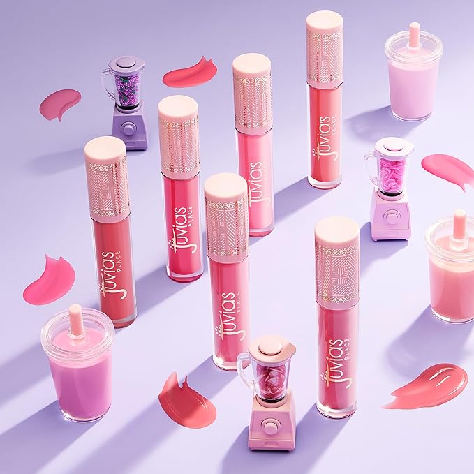 Juvia's Place Smoothie Lip Gloss Pink Drink - Hydrating Cream Lipgloss with Pink & Mauve Tones - Non Sticky Plumping Glosses - High Shine Lipgloss for Women - Lip Plumper with Cocoa Butter & Chia Oil