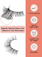 Lashes Wispy False Eyelashes Cat Eye Lashes Natural Look 3D Volume Fake Eyelashes Thin Band Lashes 12mm Natural Eye Lashes C Curl Siligli Lashes Pack 10 Pair
