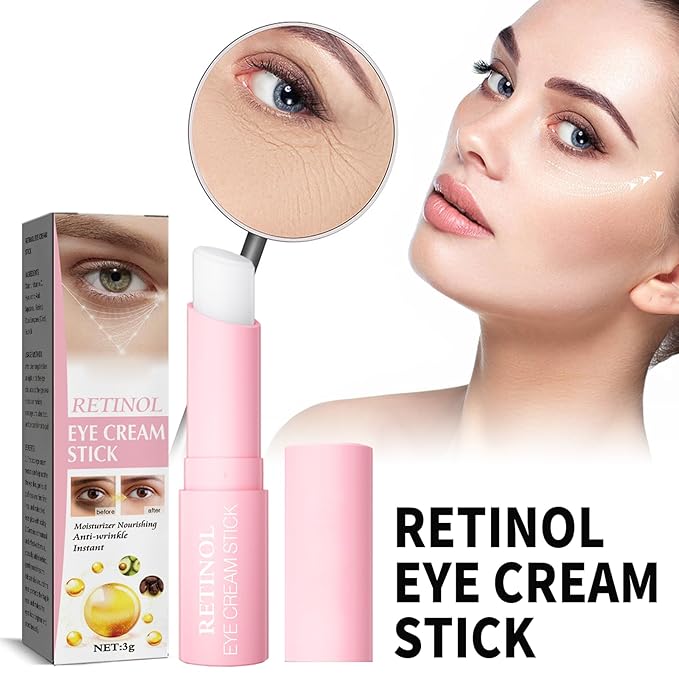 Retinol Eye Stick with Vitamin C Eye Cream for Dark Circle and Puffiness, Brightening Eye Balm Reduces Fine Lines and Bags in 4 Weeks
