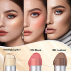 3 Pcs Cream Waterproof Blush Contour Highlighter Stick Finishing Makeup