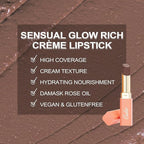 Oulac Color Rich Satin Lipstick - Greyish Brown Full Coverage Lip Color, Creamy Silky-Smooth, Moisturizing, Satin Matte Finish, Infused With Shea Butter, Vegan & Clean Beauty, 4g, SG12 Boundless