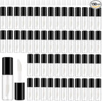 Jinei 150 Pcs Clear Empty Lip Balm Bottles 1.2ml Mini Lip Gloss Tubes, Refillable Containers Transparent Plastic Clear Lipstick Tubes for Girl Women DIY Makeup Sample Travel(Black)