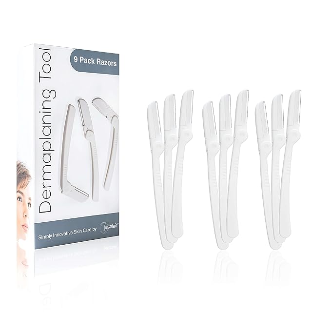 Dermaplaning Tool (9 Count) – Easy to Use Dermaplane Razor for Face – Precision Facial Razor for Eyebrows & Peach Fuzz - Gentle Exfoliating Shaver for Smooth, Radiant Skin
