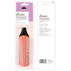 Diane Pro Nylon Pin 9 Row Styling Brush for Detangling, Separating, Shaping, and Defining Wet or Curly Hair, Heat-Resistant, Anti-Static, Black/Red