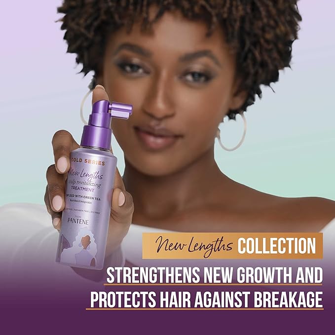 Pantene Gold Series New Lengths Scalp Revitalizing Treatment, 4.2 Fl Oz Scalp Treatment Infused with Green Tea, Moisturizes, Strengthens and Protects from the Root for Visibly Longer Hair (Pack of 2)