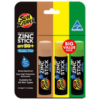Sun Zapper Zinc Oxide Sunscreen - Skin Tone, Green & Gold - SPF 50+ Very High Sun Protection Waterproof Sunblock for Face & Body, Adults, Kids, Baby - Travel Stick