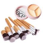 Concealer Cream Palette with 11 Pcs Premium Makeup Brush Set, 3 Color Waterproof Long-Lasting Full Face Cosmetics Cream Concealer Kit for Light Fair Skin, Women Birthday Makeup Gift Idea
