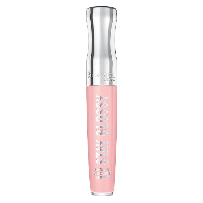 Rimmel Stay Glossy Lip Gloss - Non-Sticky and Lightweight Formula for Lip Color and Shine - 143 Sundae Best, .18oz