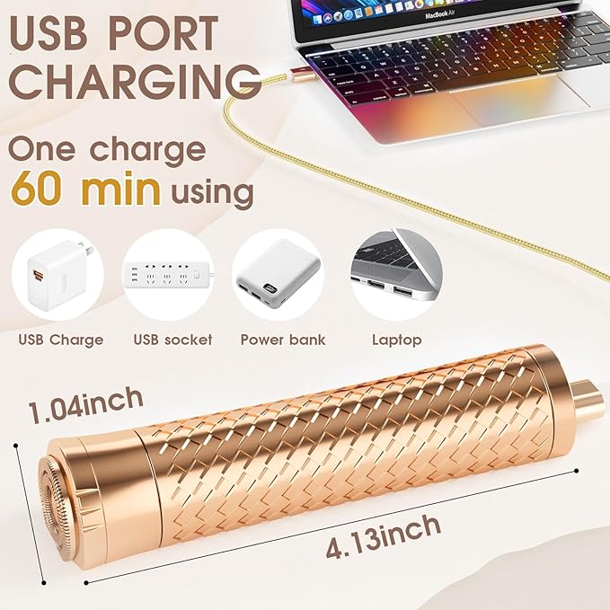 Facial Hair Removal for Women, Rechargeable Hair Removal Device, Painless Face Electric Razor/Shaver for Lip, Arms, Face, Peach Fuzz (Yellow Green)