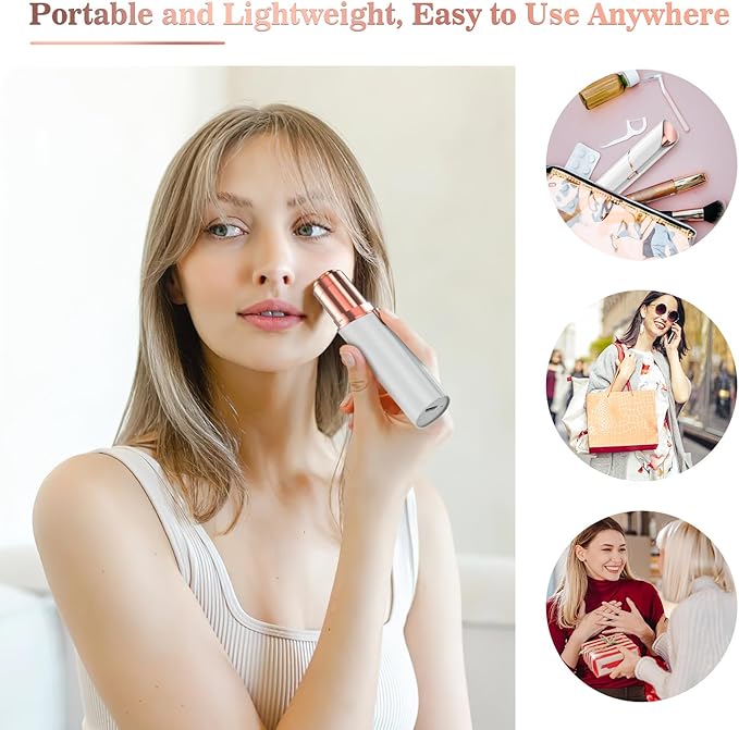 Facial Hair Remover for Women, Face Hair Trimmer, Rechargeable Women's Facial Shaver, Painless Lady Shavers for Women for Face Hair, Upper Lips, Peach Fuzz, Bikini Body-White