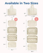 BAGSMART Travel Toiletry Bag with Jewelry Organizer, Hanging Travel Bag for Toiletries, Puffy Makeup Cosmetic Bag Organizer, Carry-on Travel Accessories Essentials, Beige-M