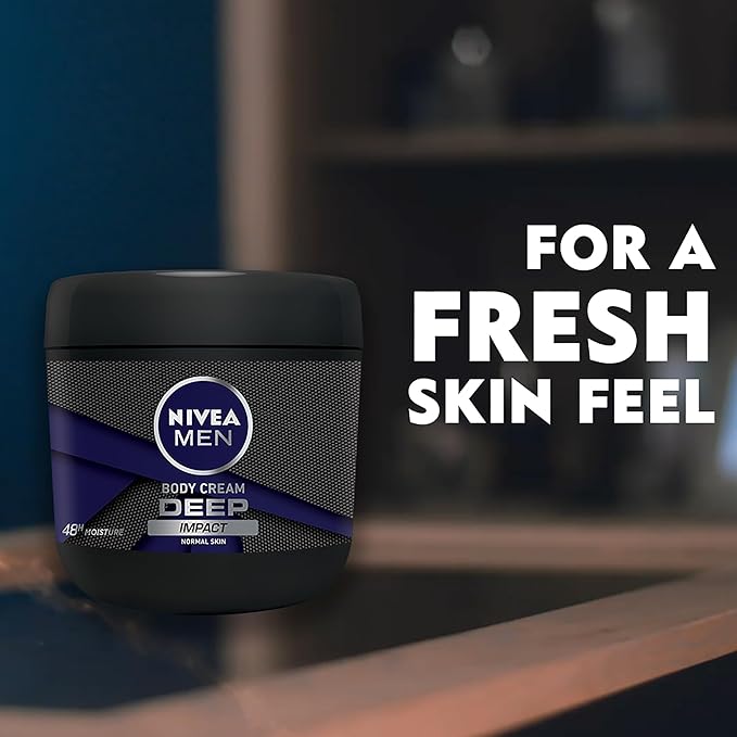 Beiersdorf Nivea Men Body Cream Deep Impact Normal Skin 13.5oz 48h Moisture