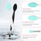 Unaone Lip Scrub Brush - 3 PCS Dual-ended Lip Scrubber Exfoliator and Silicone Lip Brush, 3-in-1 Silicone Lip Scrub Tool Lip Mask Applicator, Gentle Exfoliator & Applicator for Soft