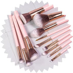 Niré Beauty 15piece Award Winning Pink Makeup Brushes: Pink Makeup Brush Set with Case, Makeup Sponge, Brush Cleaner, Guide, Gift Box