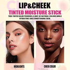 Multi-Purpose Makeup Hydrating Cream Blush Stick, Beauty Solid Moisturizer Stick For Cheek & Eyes & Lips，Waterproof Natural Moisture Smooth Blendable Matte Finish Face Blush Makeup (#02 Guava)