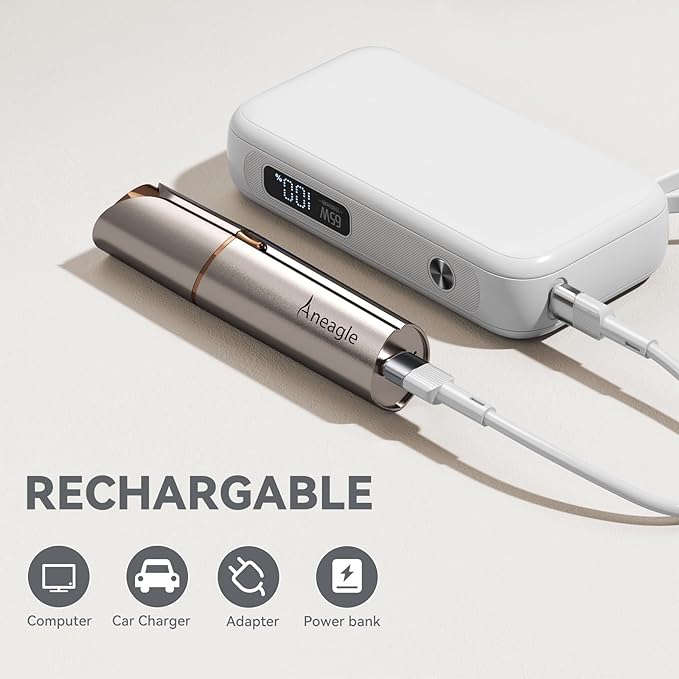 Facial Hair Remover for Women,Painless Hair Shaver Rechargeable with LED Light, Flawless Lady Face Electric Razor,The Great Female Mustache Removal (Rose Gold)