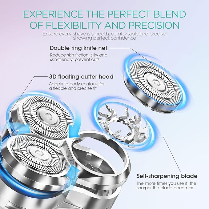 VOYOR Electric Razors for Women 3D Floating Blade Shaver for Women, Electric Shaver for Legs Bikini and Body Facial Hair Remover Women's Shavers Waterproof Women's Grooming ES310 (Purple)