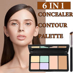 6 Colors Correcting Concealer Contour Palette,Concealer Cream Contour Makeup Palette,Contouring Foundation Highlighting Makeup Kit with Brush（01#）